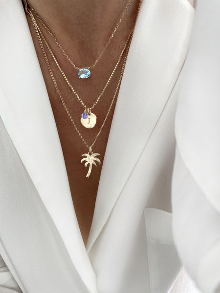 Initial necklace with crystal of your choice